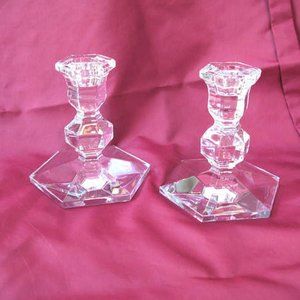 VINTAGE VAL ST. LAMBERT CRYSTAL CANDLESTICKS, 5"